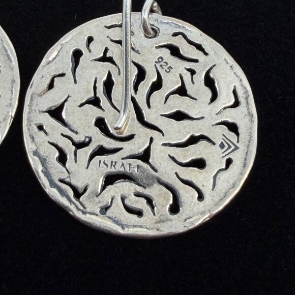 Silpada "Salta Escape" Cut-Out Circular Drop Earrings - .925 Sterling - Retired - Picture 3 of 4